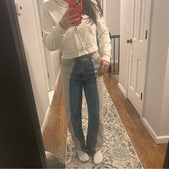 Urban Outfitters BDG High Waisted Straight Leg Two-Tone Block Jean - Picture 5 of 5
